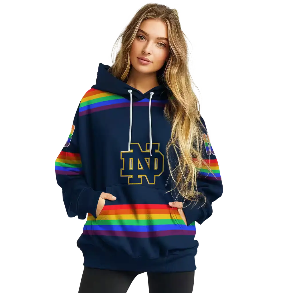 personalized notre dame fighting irish rainbow stripes navy hoodie high quality personalized notre dame fighting irish rainbow stripes navy hoodie high quality