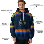 personalized notre dame fighting irish rainbow stripes navy hoodie best selling