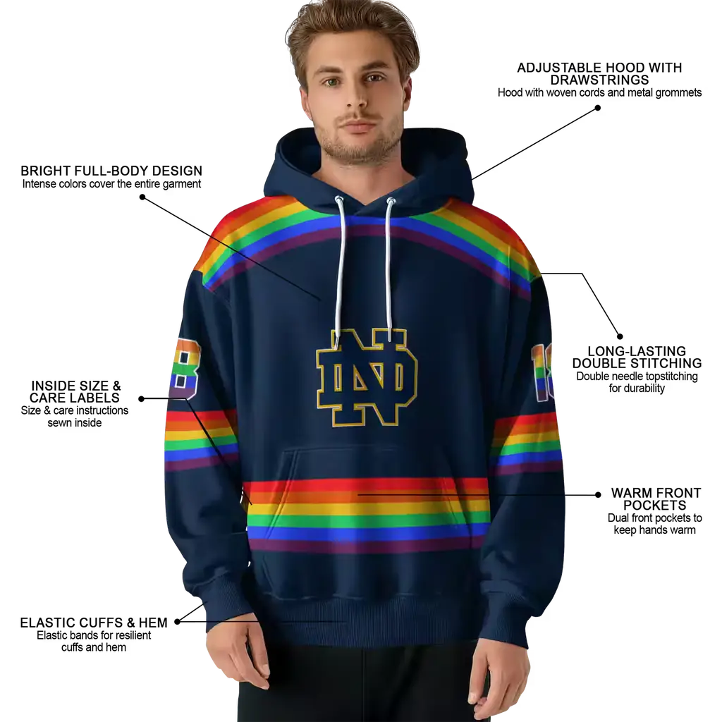 personalized notre dame fighting irish rainbow stripes navy hoodie latest model personalized notre dame fighting irish rainbow stripes navy hoodie latest model