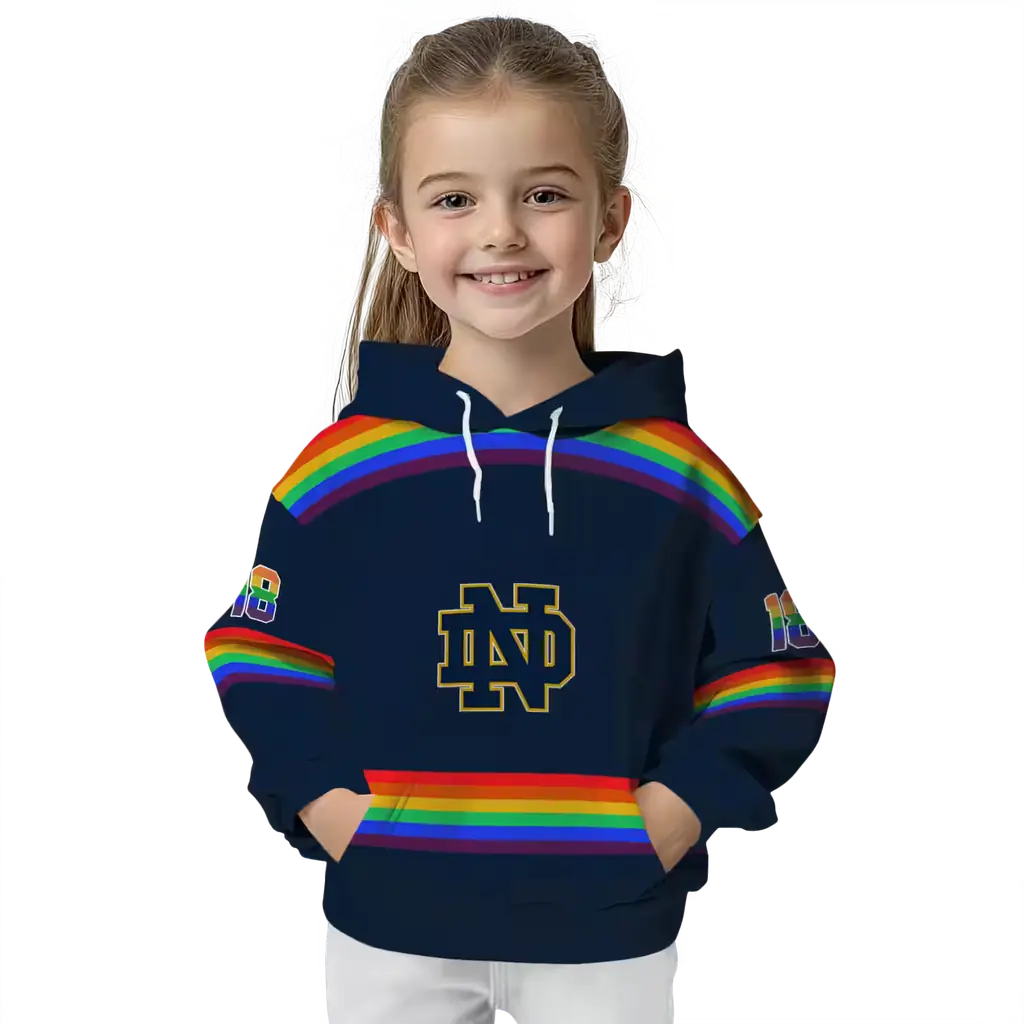 personalized notre dame fighting irish rainbow stripes navy hoodie top rated personalized notre dame fighting irish rainbow stripes navy hoodie top rated