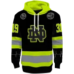 personalized notre dame fighting irish safety motif black neon green hoodie best selling
