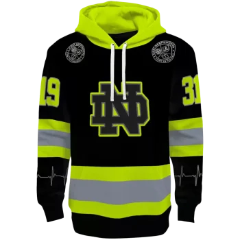 personalized notre dame fighting irish safety motif black neon green hoodie best selling