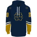 personalized notre dame fighting irish striped sleeves navy hoodie best selling