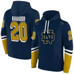 personalized notre dame fighting irish striped sleeves navy hoodie best selling