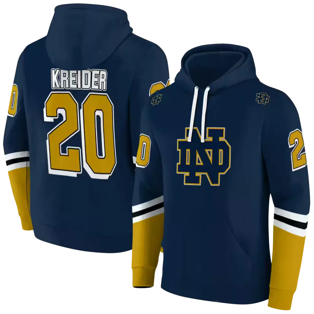 personalized notre dame fighting irish striped sleeves navy hoodie fashion forward personalized notre dame fighting irish striped sleeves navy hoodie fashion forward