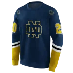 personalized notre dame fighting irish striped sleeves navy hoodie best selling
