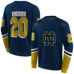 personalized notre dame fighting irish striped sleeves navy hoodie best selling