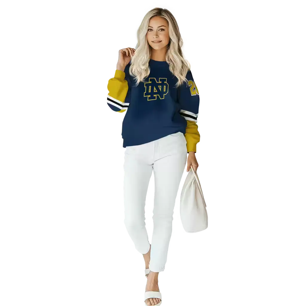 personalized notre dame fighting irish striped sleeves navy hoodie trendy personalized notre dame fighting irish striped sleeves navy hoodie trendy