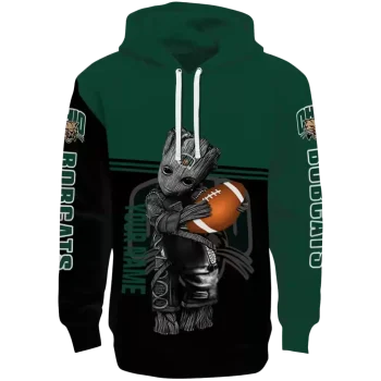 personalized ohio bobcats baby groot green black hoodie best selling