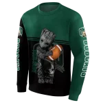 personalized ohio bobcats baby groot green black hoodie best selling