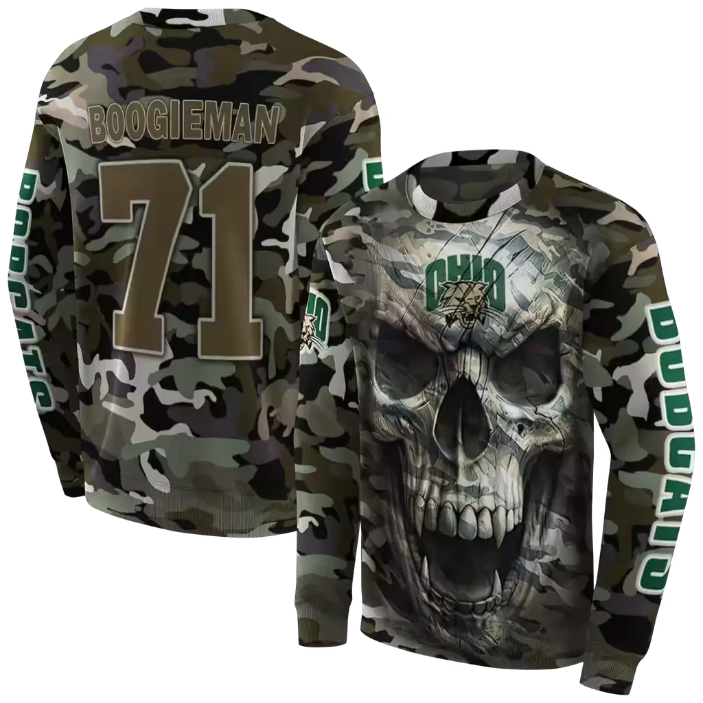 personalized ohio bobcats camo skull hoodie premium grade personalized ohio bobcats camo skull hoodie premium grade
