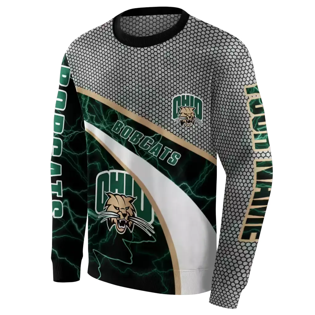 personalized ohio bobcats hexagonal mesh green black gray hoodie new arrival personalized ohio bobcats hexagonal mesh green black gray hoodie new arrival