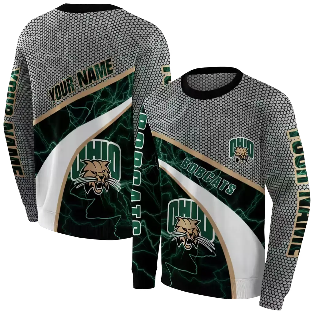 personalized ohio bobcats hexagonal mesh green black gray hoodie premium grade personalized ohio bobcats hexagonal mesh green black gray hoodie premium grade