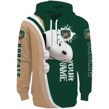 personalized ohio bobcats peeking snoopy green hoodie best selling