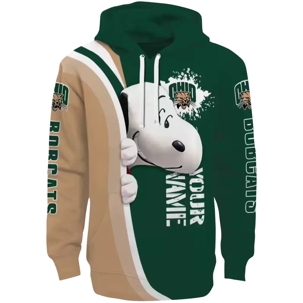 personalized ohio bobcats peeking snoopy green hoodie best selling personalized ohio bobcats peeking snoopy green hoodie best selling