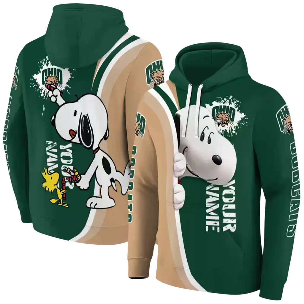 personalized ohio bobcats peeking snoopy green hoodie fashion forward personalized ohio bobcats peeking snoopy green hoodie fashion forward