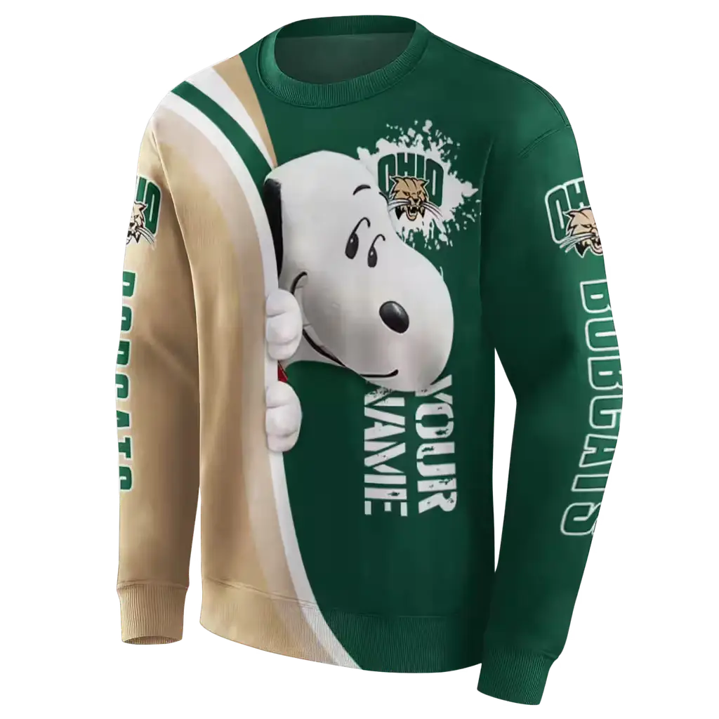personalized ohio bobcats peeking snoopy green hoodie new arrival personalized ohio bobcats peeking snoopy green hoodie new arrival