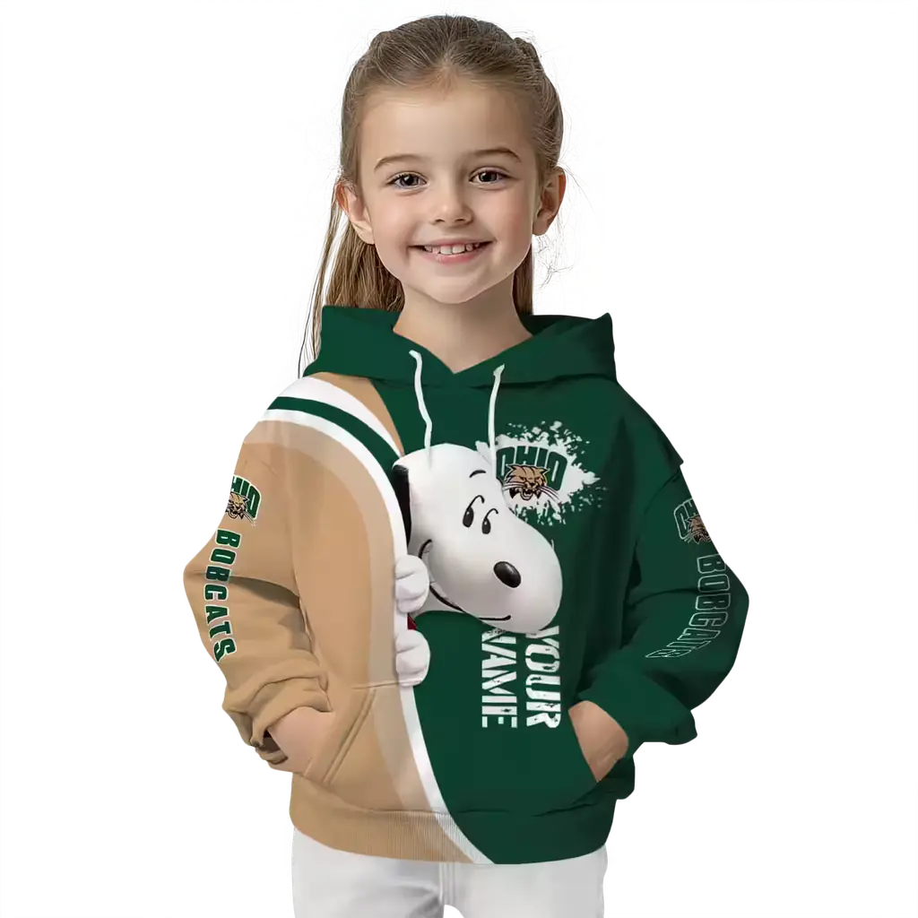personalized ohio bobcats peeking snoopy green hoodie top rated personalized ohio bobcats peeking snoopy green hoodie top rated