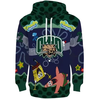 personalized ohio bobcats spongebob patrick star green navy hoodie best selling