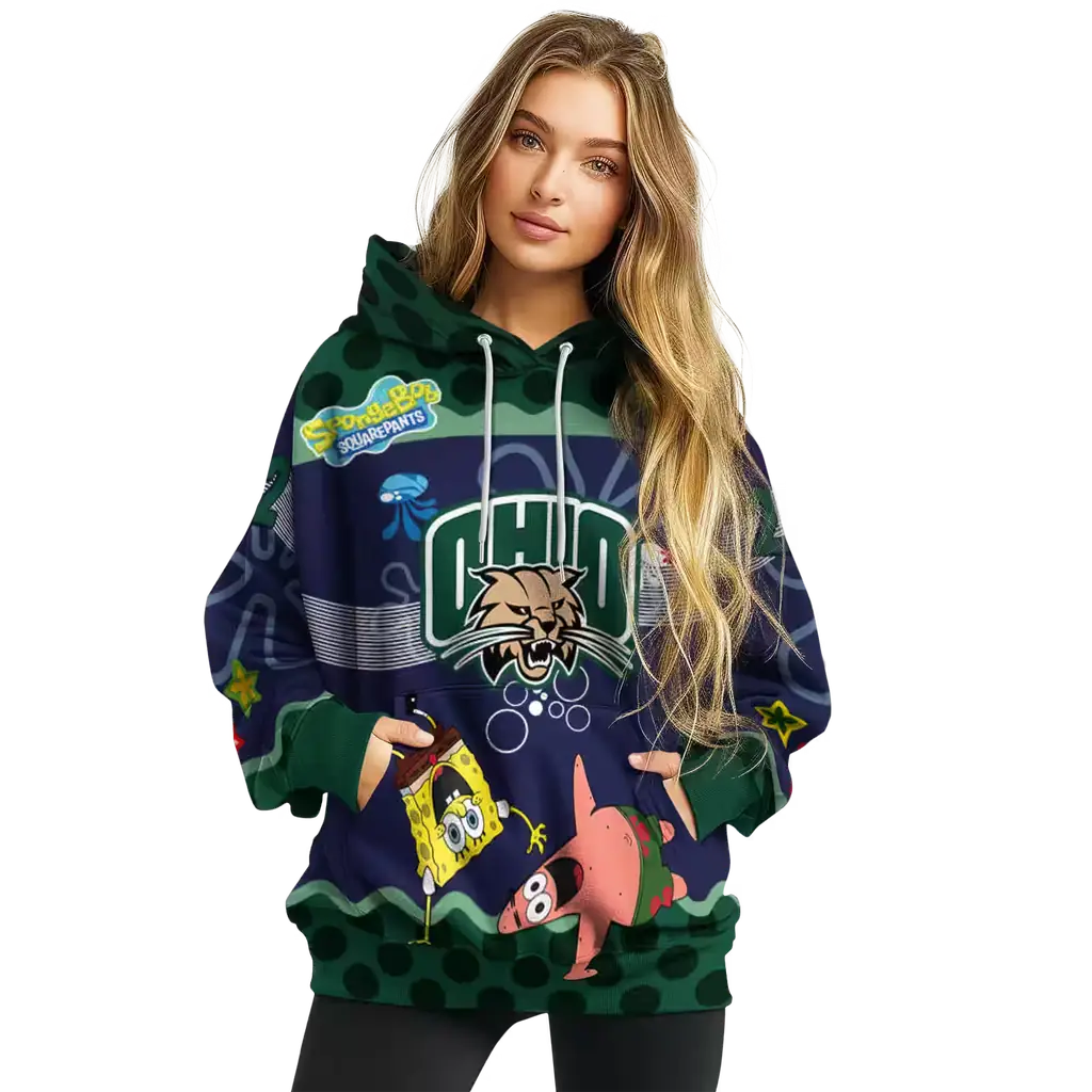 personalized ohio bobcats spongebob patrick star green navy hoodie high quality personalized ohio bobcats spongebob patrick star green navy hoodie high quality