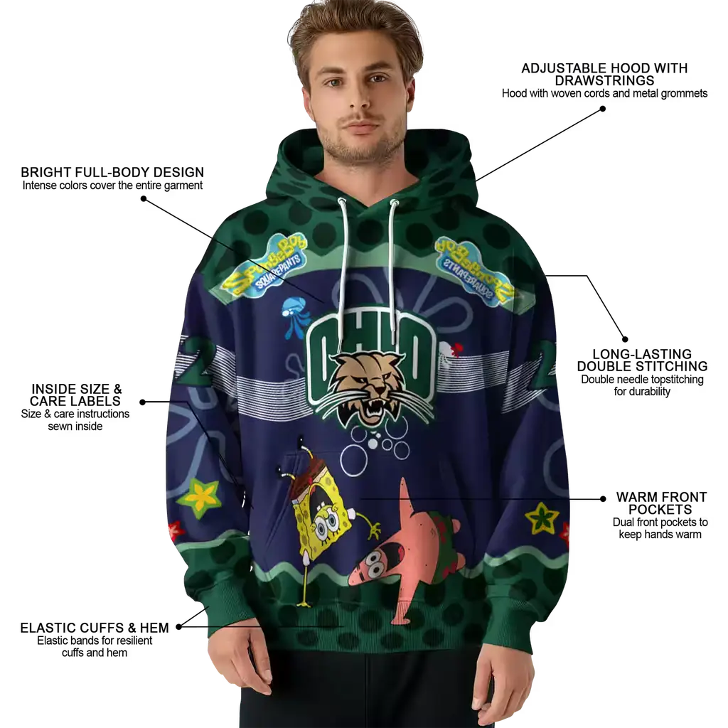 personalized ohio bobcats spongebob patrick star green navy hoodie latest model personalized ohio bobcats spongebob patrick star green navy hoodie latest model