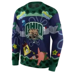 personalized ohio bobcats spongebob patrick star green navy hoodie best selling