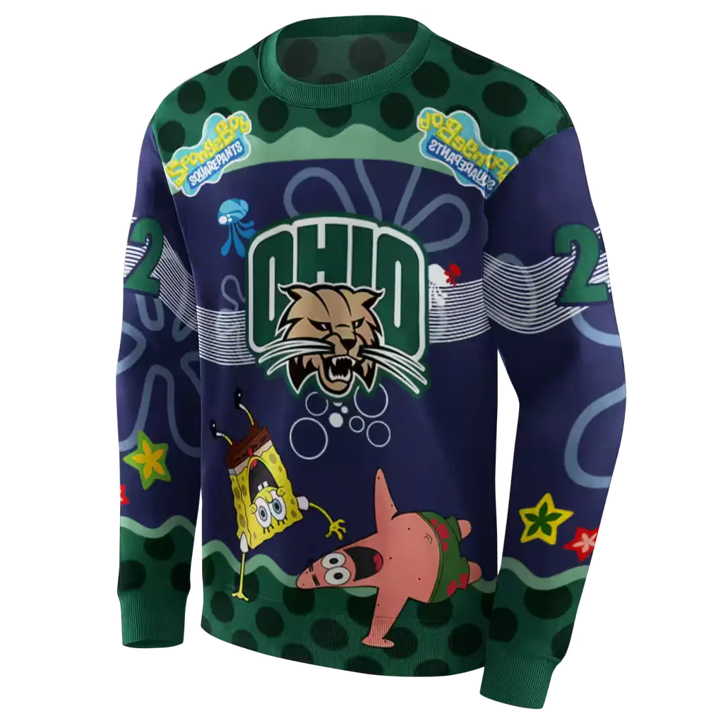 personalized ohio bobcats spongebob patrick star green navy hoodie new arrival personalized ohio bobcats spongebob patrick star green navy hoodie new arrival