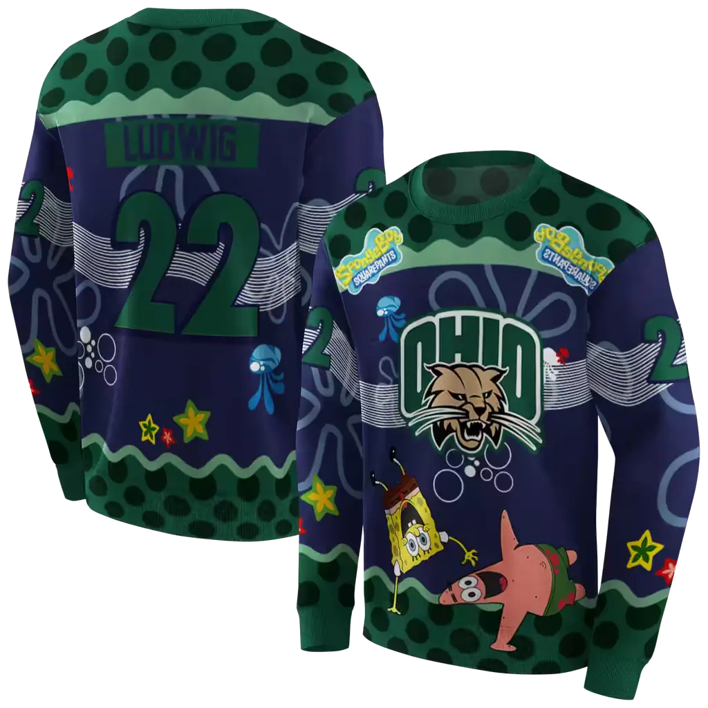 personalized ohio bobcats spongebob patrick star green navy hoodie premium grade personalized ohio bobcats spongebob patrick star green navy hoodie premium grade