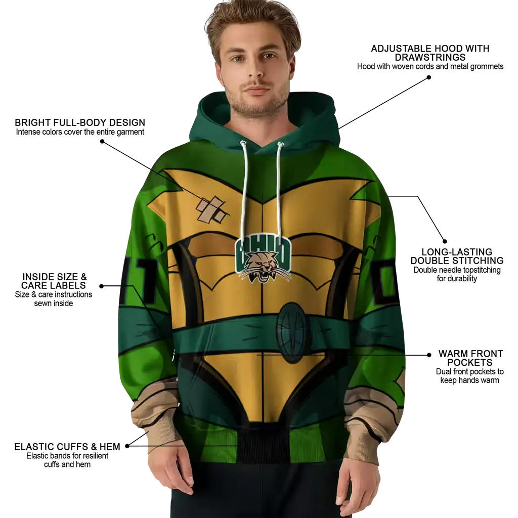 personalized ohio bobcats superhero armor green hoodie latest model personalized ohio bobcats superhero armor green hoodie latest model