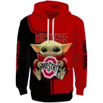 personalized ohio state buckeyes baby yoda scarlet black hoodie best selling