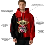 personalized ohio state buckeyes baby yoda scarlet black hoodie best selling