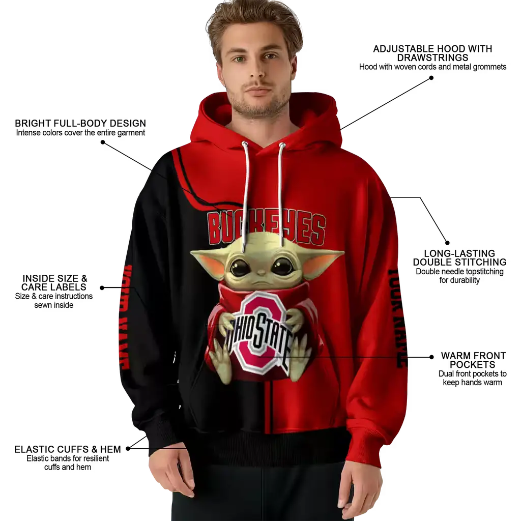 personalized ohio state buckeyes baby yoda scarlet black hoodie latest model personalized ohio state buckeyes baby yoda scarlet black hoodie latest model