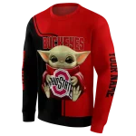 personalized ohio state buckeyes baby yoda scarlet black hoodie best selling