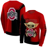 personalized ohio state buckeyes baby yoda scarlet black hoodie best selling