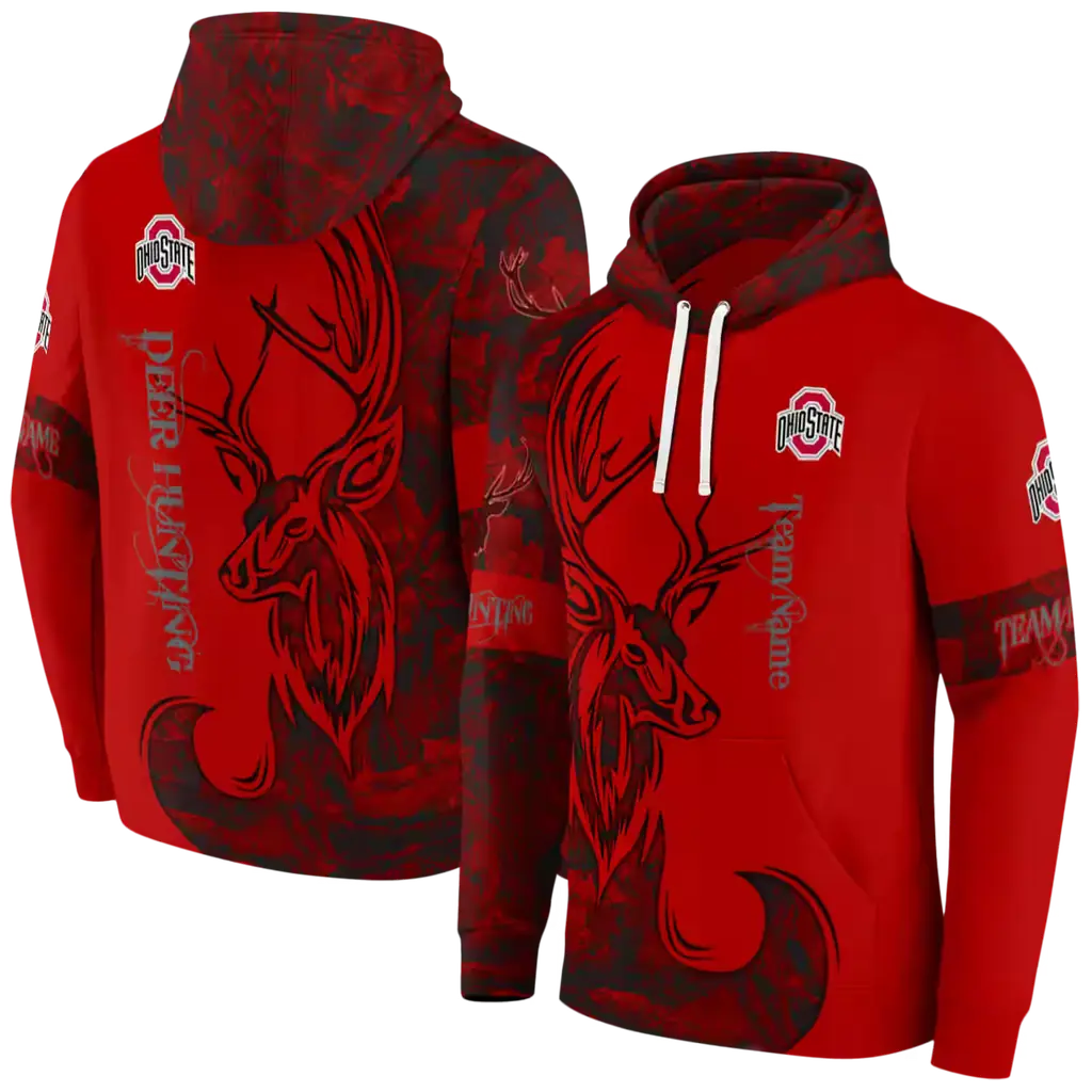 personalized ohio state buckeyes deer silhouette scarlet hoodie fashion forward personalized ohio state buckeyes deer silhouette scarlet hoodie fashion forward