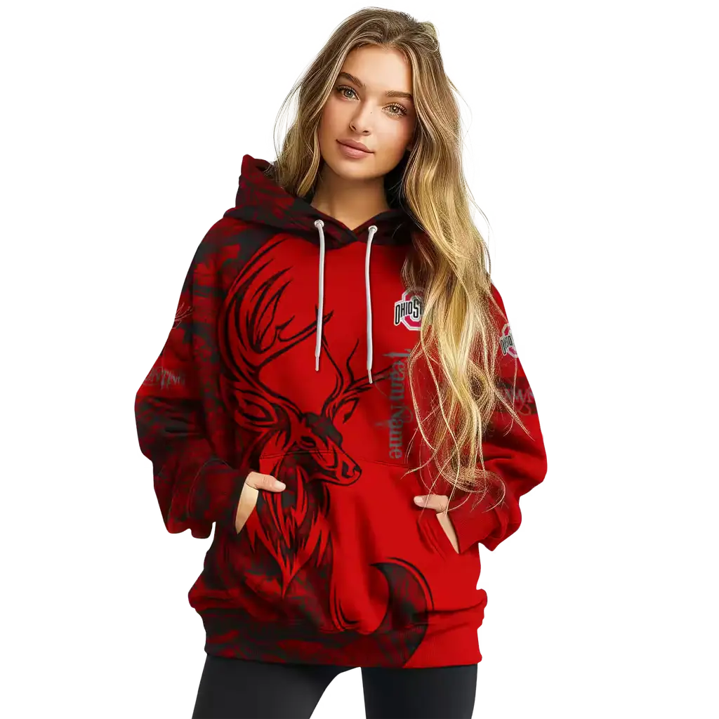 personalized ohio state buckeyes deer silhouette scarlet hoodie high quality personalized ohio state buckeyes deer silhouette scarlet hoodie high quality