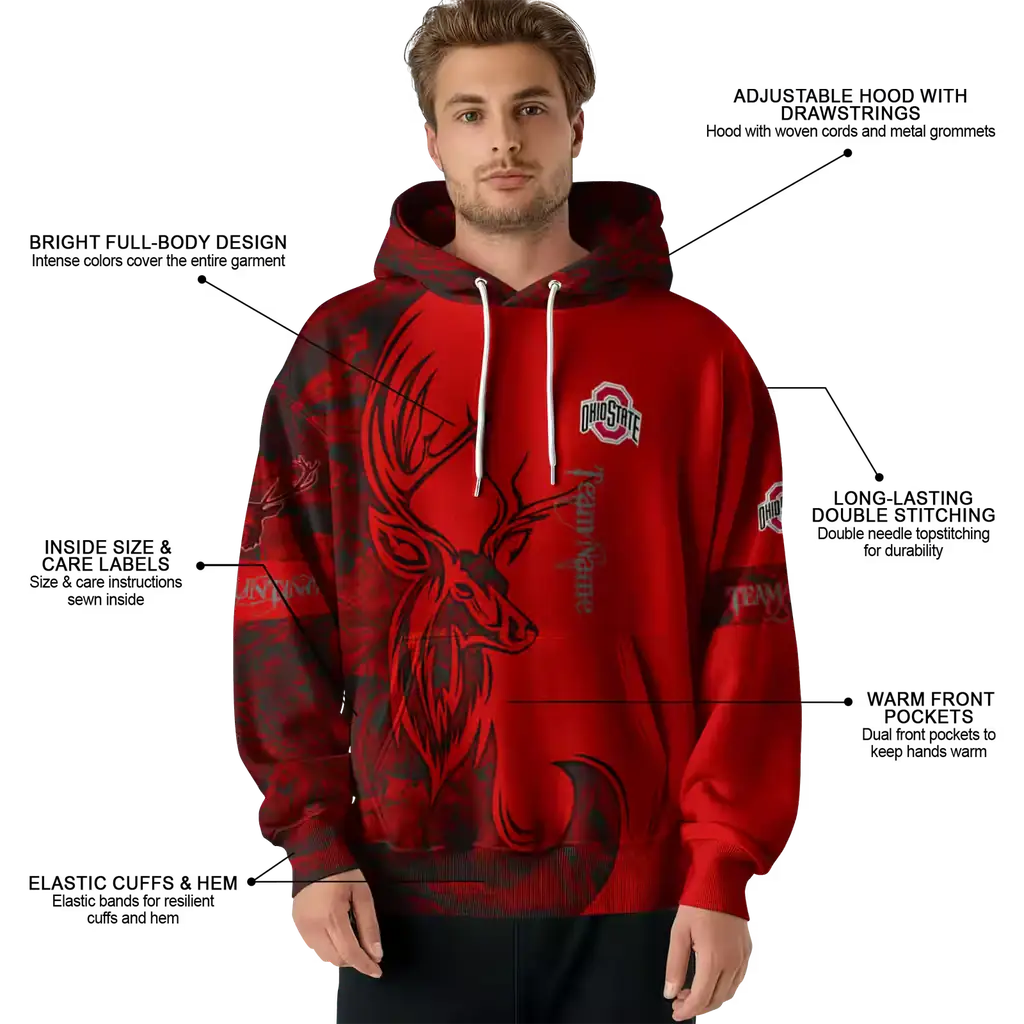 personalized ohio state buckeyes deer silhouette scarlet hoodie latest model personalized ohio state buckeyes deer silhouette scarlet hoodie latest model