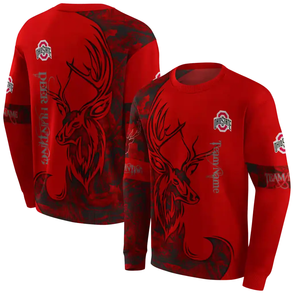 personalized ohio state buckeyes deer silhouette scarlet hoodie premium grade personalized ohio state buckeyes deer silhouette scarlet hoodie premium grade