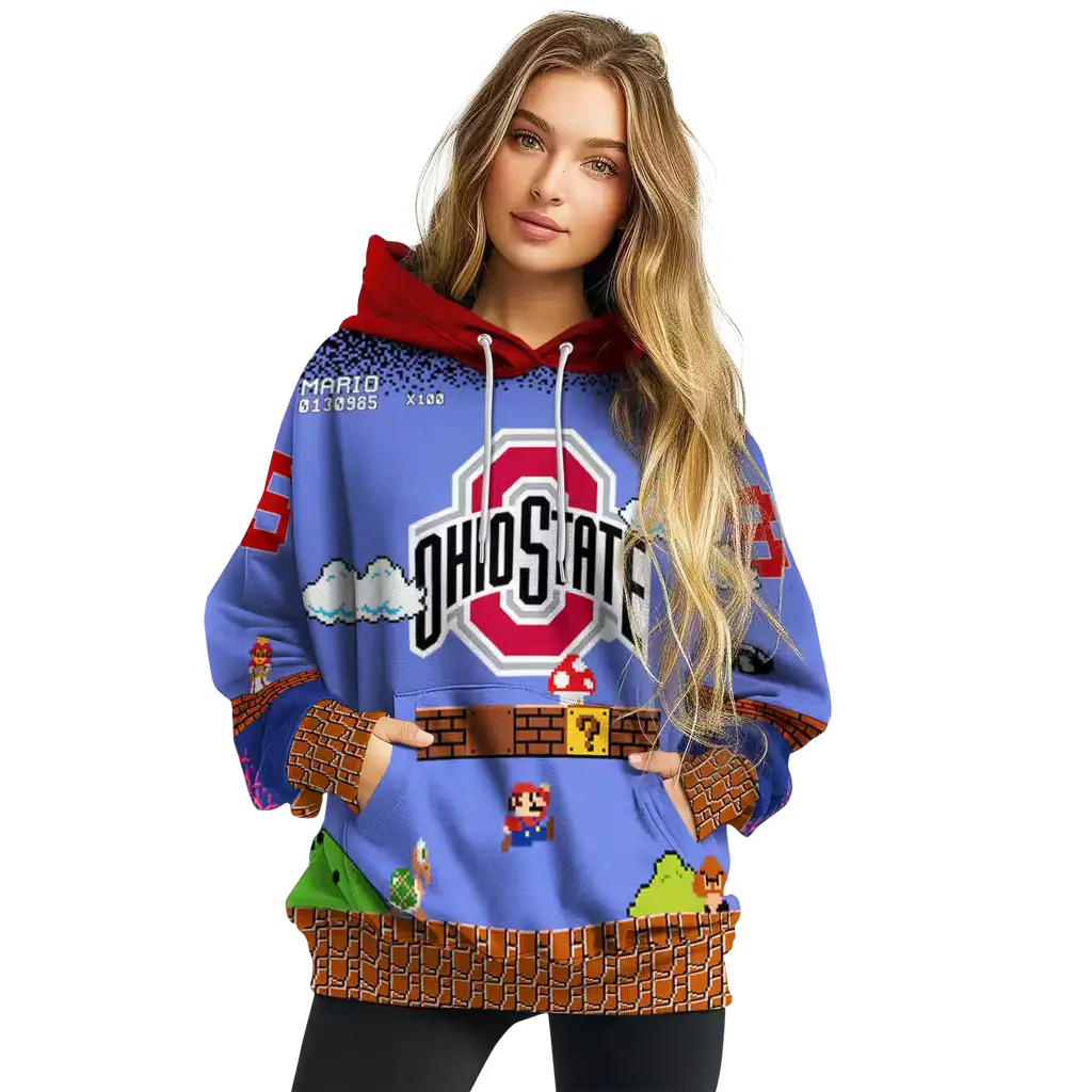 personalized ohio state buckeyes mario blue black hoodie high quality personalized ohio state buckeyes mario blue black hoodie high quality