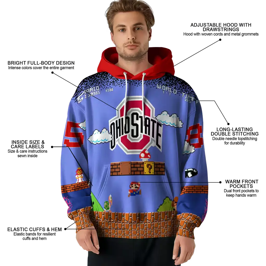 personalized ohio state buckeyes mario blue black hoodie latest model personalized ohio state buckeyes mario blue black hoodie latest model