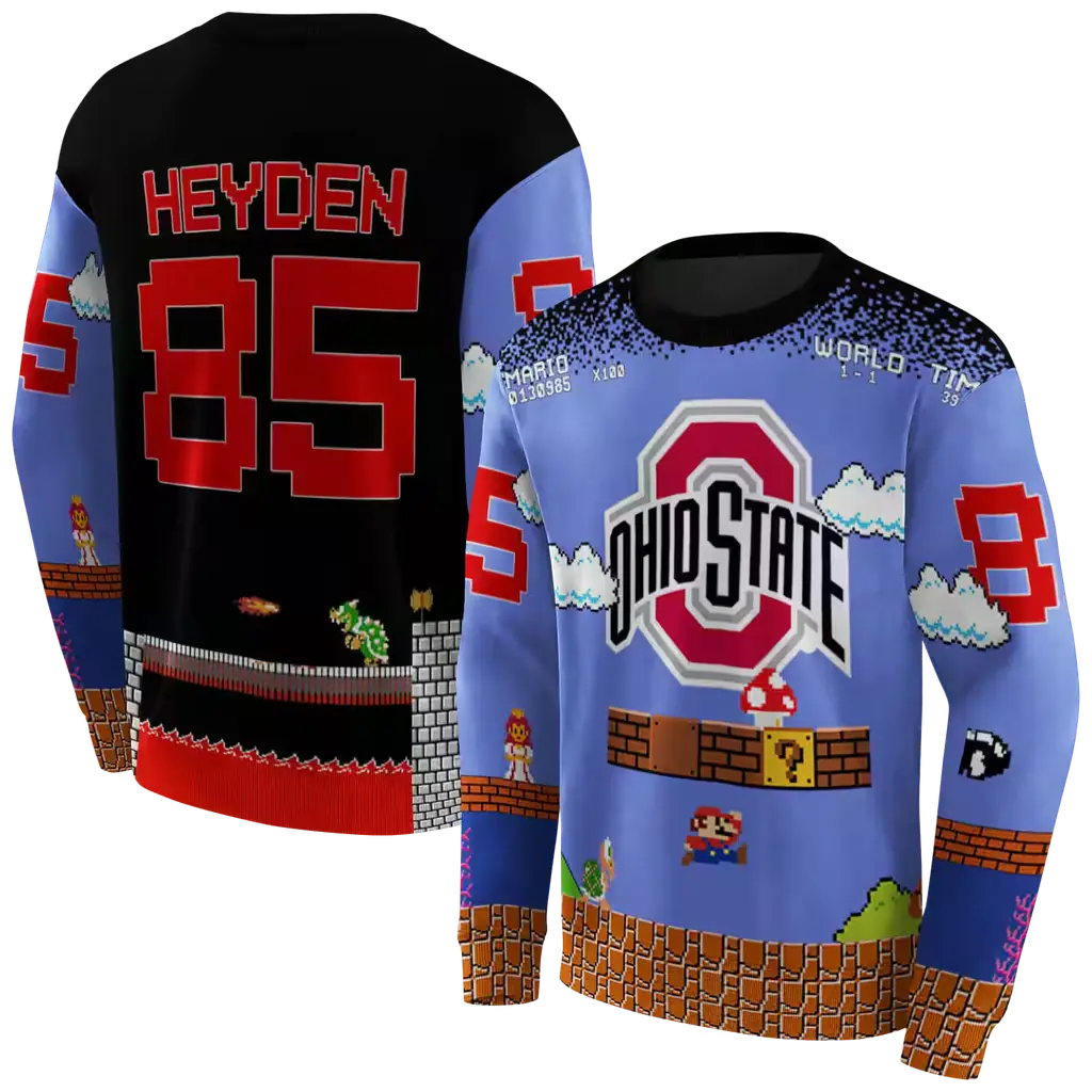 personalized ohio state buckeyes mario blue black hoodie premium grade personalized ohio state buckeyes mario blue black hoodie premium grade
