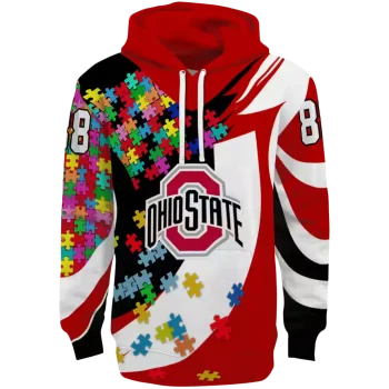 personalized ohio state buckeyes puzzle pieces scarlet hoodie best selling