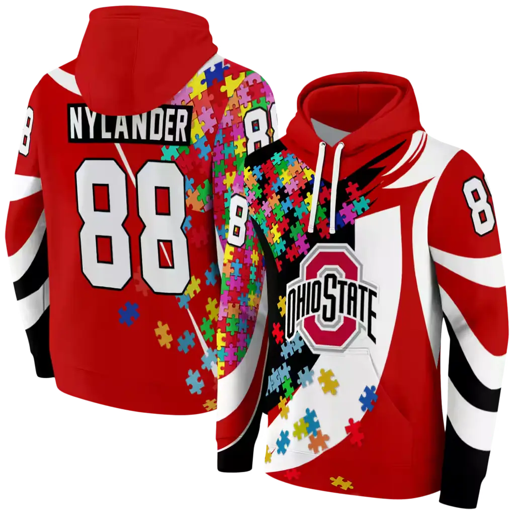 personalized ohio state buckeyes puzzle pieces scarlet hoodie fashion forward personalized ohio state buckeyes puzzle pieces scarlet hoodie fashion forward