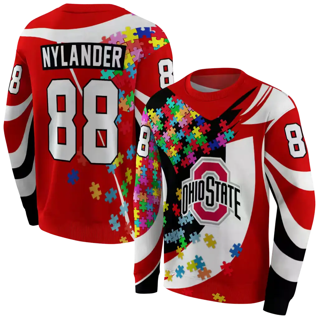 personalized ohio state buckeyes puzzle pieces scarlet hoodie premium grade personalized ohio state buckeyes puzzle pieces scarlet hoodie premium grade