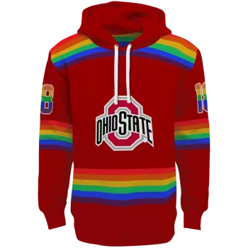 personalized ohio state buckeyes rainbow stripes scarlet hoodie best selling