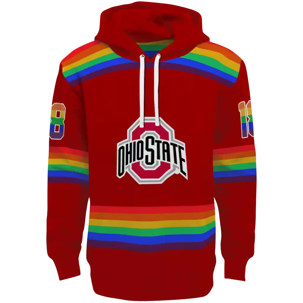 personalized ohio state buckeyes rainbow stripes scarlet hoodie best selling personalized ohio state buckeyes rainbow stripes scarlet hoodie best selling