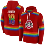 personalized ohio state buckeyes rainbow stripes scarlet hoodie best selling