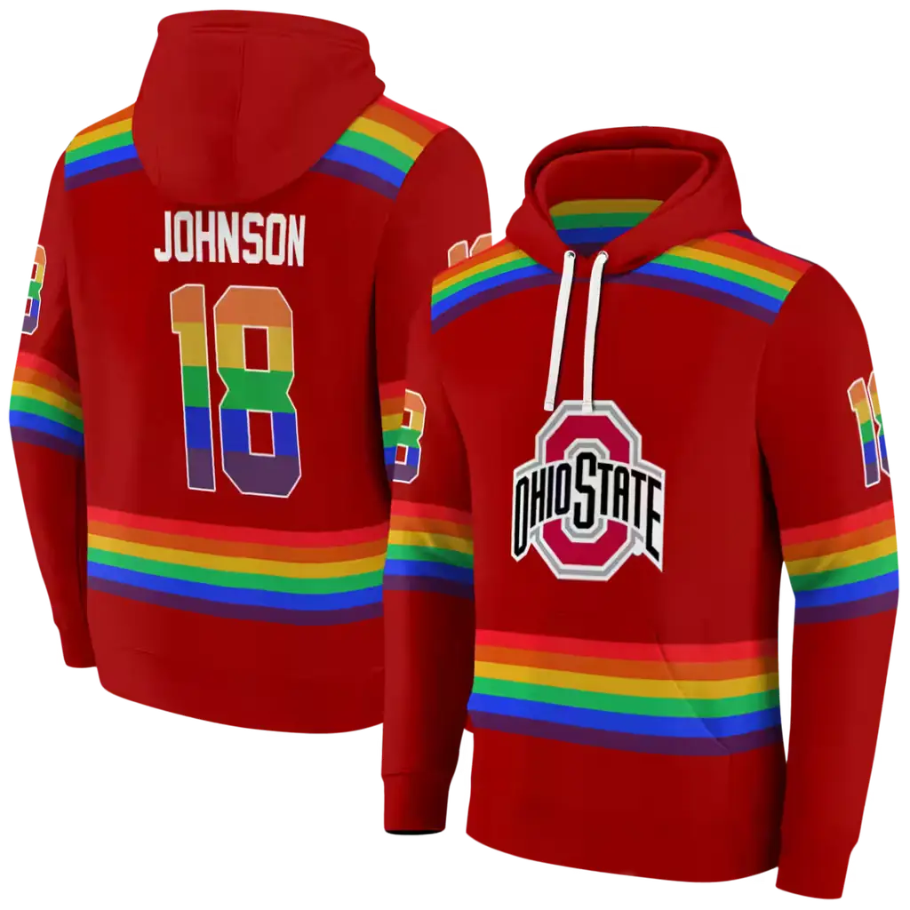 personalized ohio state buckeyes rainbow stripes scarlet hoodie fashion forward personalized ohio state buckeyes rainbow stripes scarlet hoodie fashion forward