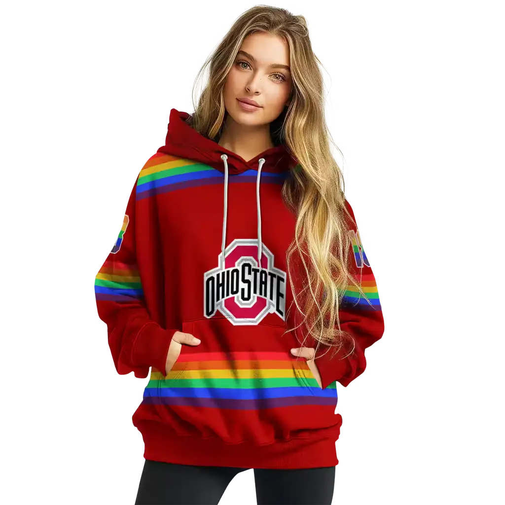 personalized ohio state buckeyes rainbow stripes scarlet hoodie high quality personalized ohio state buckeyes rainbow stripes scarlet hoodie high quality