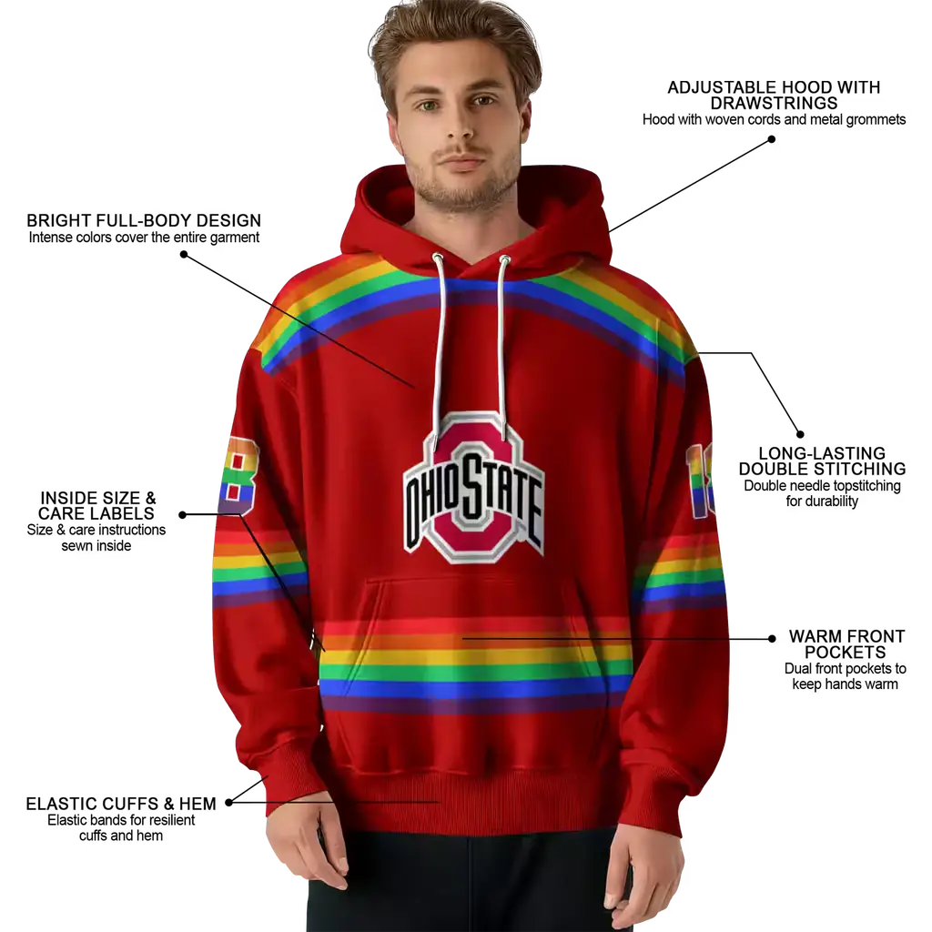 personalized ohio state buckeyes rainbow stripes scarlet hoodie latest model personalized ohio state buckeyes rainbow stripes scarlet hoodie latest model